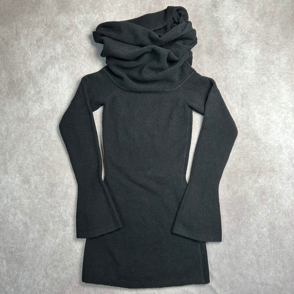 Ser.o.ya Selene Mini Dress Black Cowl Neck Bell Sleeve Knit XS NEW